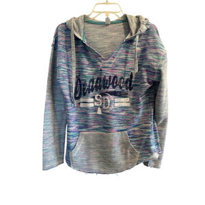 Salt Creek Deadwood SD Womens Lightweight Hoodie Medium Distressed Casual Blue